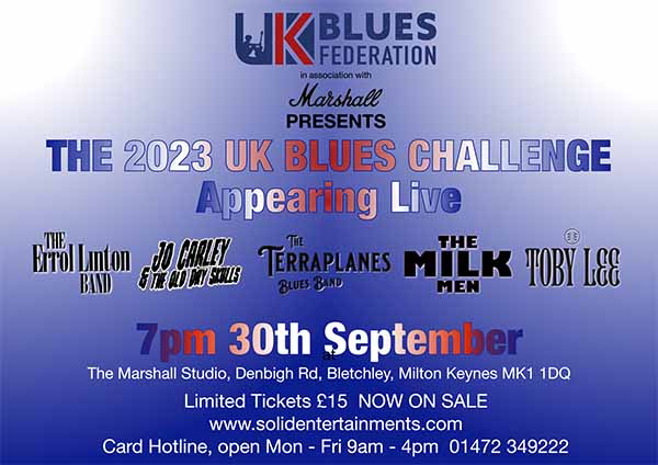 THIS SATURDAY at the prestigious MARSHALL STUDIO in Milton Keynes... One band will be chosen to represent the UK at The International Blues Challenge in Memphis, USA and the European Blues Challenge Only a few tickets left at solidentertainments.com/presents.htm#M…