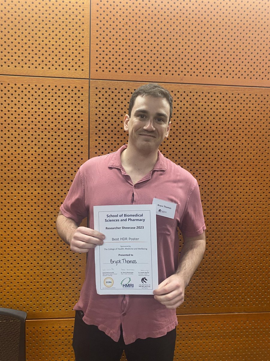 Bryce Thomas (@bryce_thomas23) on Twitter photo Great day at the <a href="/UON_research/">Uni Newcastle Research</a> #SBSP research showcase with lots of amazing talks from HDR students and ECRs! Big thank to the ECRA and school for putting on a great event + for the award for my poster on #IO strategies for #DMG #DunLab <a href="/HMRIAustralia/">Hunter Medical Research Institute (HMRI)</a> <a href="/Uni_Newcastle/">University of Newcastle</a> <a href="/MattDun17/">Matt Dun, PhD</a> Great day at the <a href="/UON_research/">Uni Newcastle Research</a> #SBSP research showcase with lots of amazing talks from HDR students and ECRs! Big thank to the ECRA and school for putting on a great event + for the award for my poster on #IO strategies for #DMG #DunLab <a href="/HMRIAustralia/">Hunter Medical Research Institute (HMRI)</a> <a href="/Uni_Newcastle/">University of Newcastle</a> <a href="/MattDun17/">Matt Dun, PhD</a>