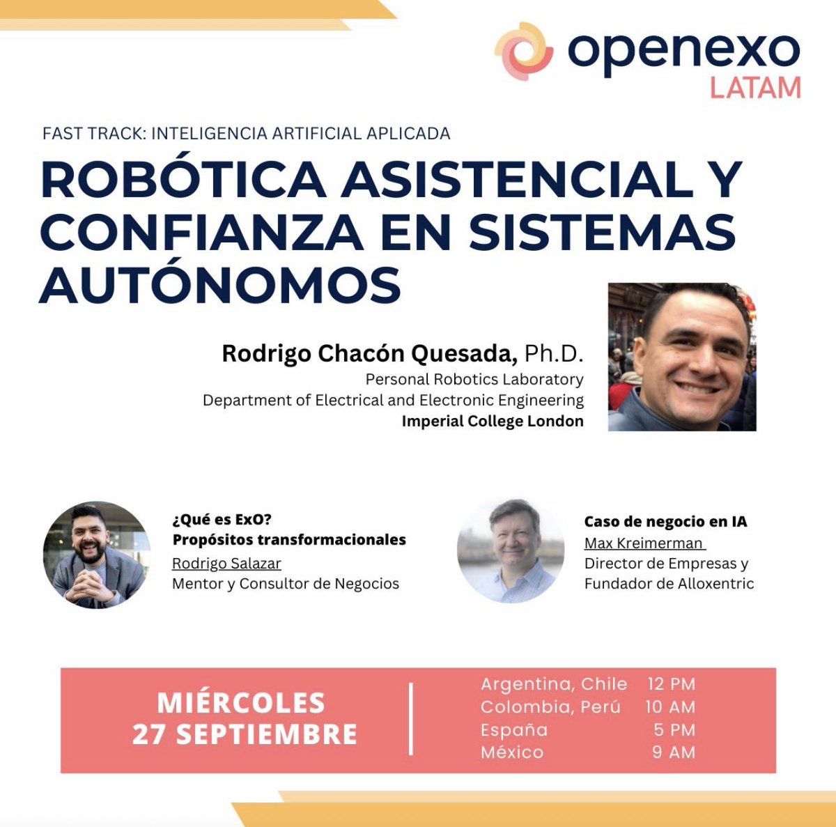 Personal Robotics (@imperial_prl) on Twitter photo For all our Spanish speaking friends: today <a href="/roalchaq/">Rodrigo Chacon</a> will be giving a talk for <a href="/OpenExO/">OpenExO</a> on #Assistive #Robotics and #Trust in #Autonomous Systems. He will be talking about our lab’s work, his #research, and the work we do with <a href="/tas_trust/">UKRI TAS Node in Trust</a>. Link: lnkd.in/e7BDySBt For all our Spanish speaking friends: today <a href="/roalchaq/">Rodrigo Chacon</a> will be giving a talk for <a href="/OpenExO/">OpenExO</a> on #Assistive #Robotics and #Trust in #Autonomous Systems. He will be talking about our lab’s work, his #research, and the work we do with <a href="/tas_trust/">UKRI TAS Node in Trust</a>. Link: lnkd.in/e7BDySBt