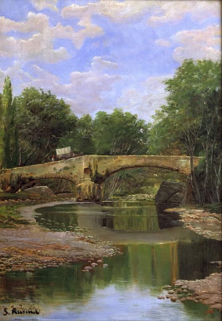 Santiago Rusiñol .Spanish painter (1861–1931) Bridge over a River, ca. 1884 oil on canvas 65 x 45 cm. (25.59 x 17.72 in.) Museu Nacional d'Art de Catalunya Palau Nacional, Barcelona, Spain