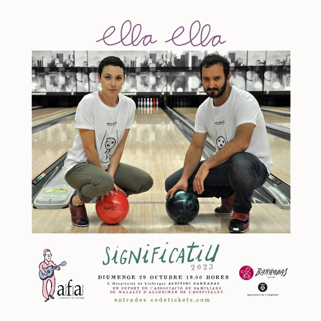 ¡Hola, hola! 

El próximo 29 de Octubre estaremos en l'Auditori Barradas, l'Hospitalet, en el SIGNIFICATIU 2023 💫, en apoyo a l'Associació de familiars de malalts d'alzheimer de l'hospitalet 💪

¡muchísimas ganas,  entradas en bio!