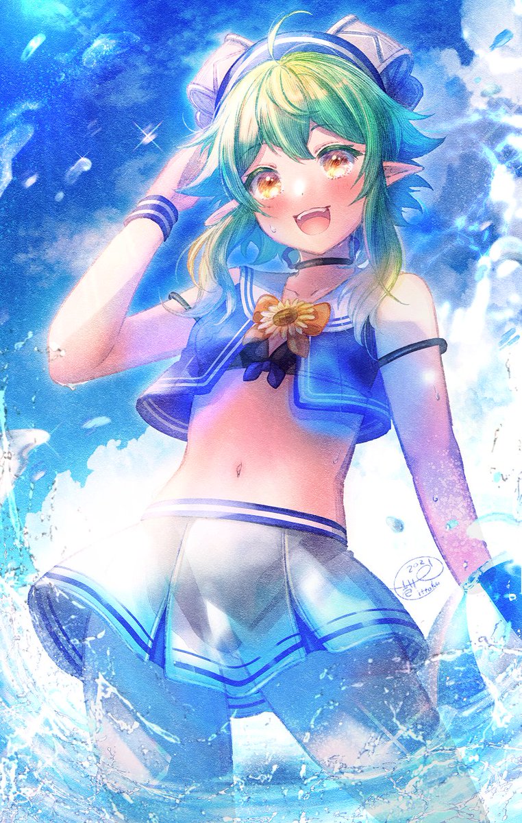 「オリジナル角娘まとめ #創作季節で髪色が変わる設定のメイドさんです 」|壱十九 / illustratorのイラスト
