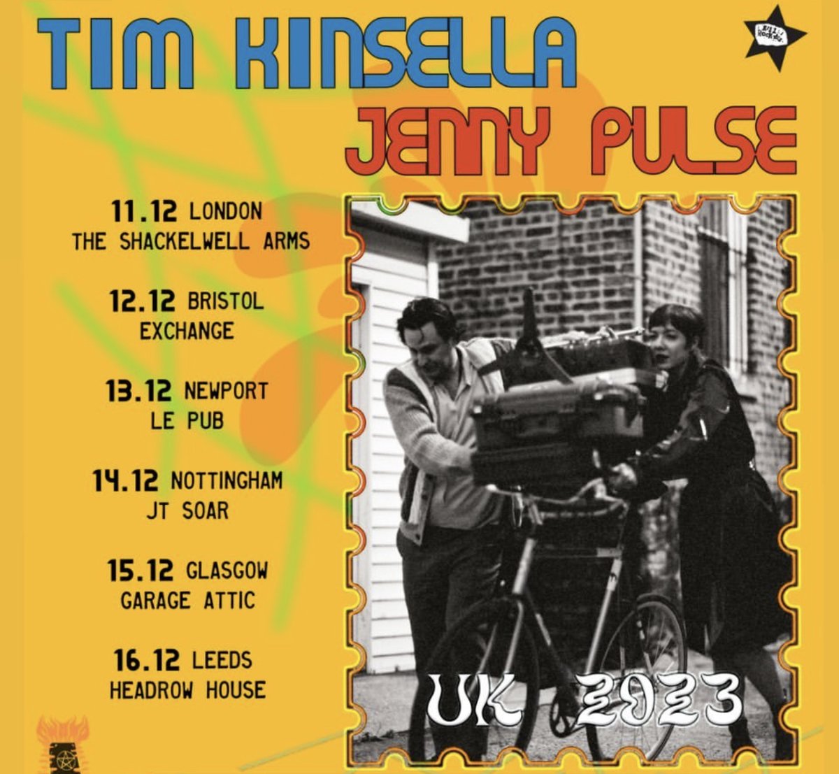 Huge show announcement! Tim Kinsella & Jenny Pulse are hitting the road this December. The pair known for their work in #CapnJazz, #JoanofArc bring their new album 'Giddy Shelter' to Le Pub on December 13th. Tickets are on sale now, grab yours! 🎟️ 👉 bit.ly/TimKinsella-Je…