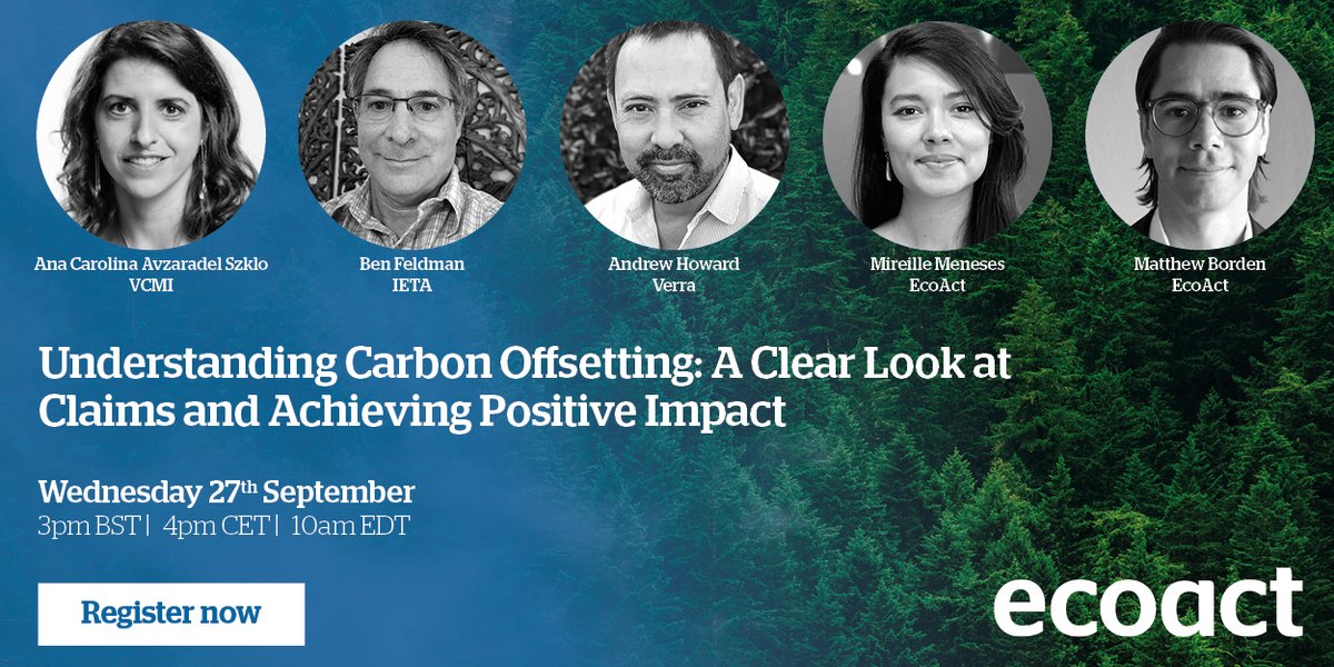 Join us today for our webinar on #carbonoffsetting!

Join experts from <a href="/VerraStandards/">Verra - Standards for a Sustainable Future</a>, <a href="/IETA/">IETA</a>, <a href="/wearevcmi/">VCMI</a> and EcoAct to learn about the role of carbon removals and avoidance projects and how to communicate the impact of offsetting projects rigorously. 

👉 hubs.li/Q023wmYC0