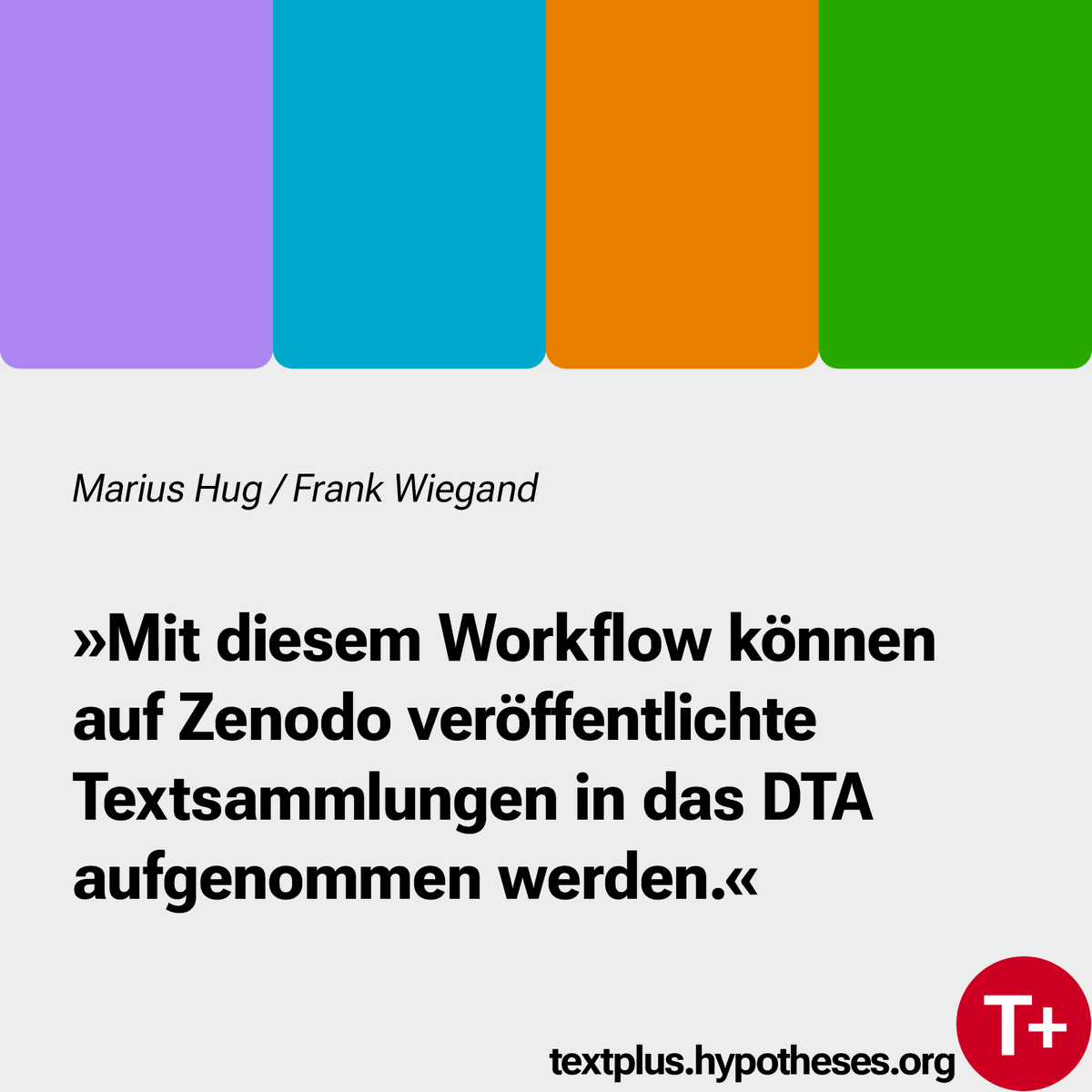 Kurz vor dem #textplusplenary geht es in Teil 7 unserer Blogreihe Ressourcen-Reigen um die Integration des „Neuen Deutschen Novellenschatz“ in das DTA. Marius Hug und Frank Wiegand stellen einen nachnutzbaren Workflow vor: textplus.hypotheses.org/7549
#textplusblog #ressourcenreigen