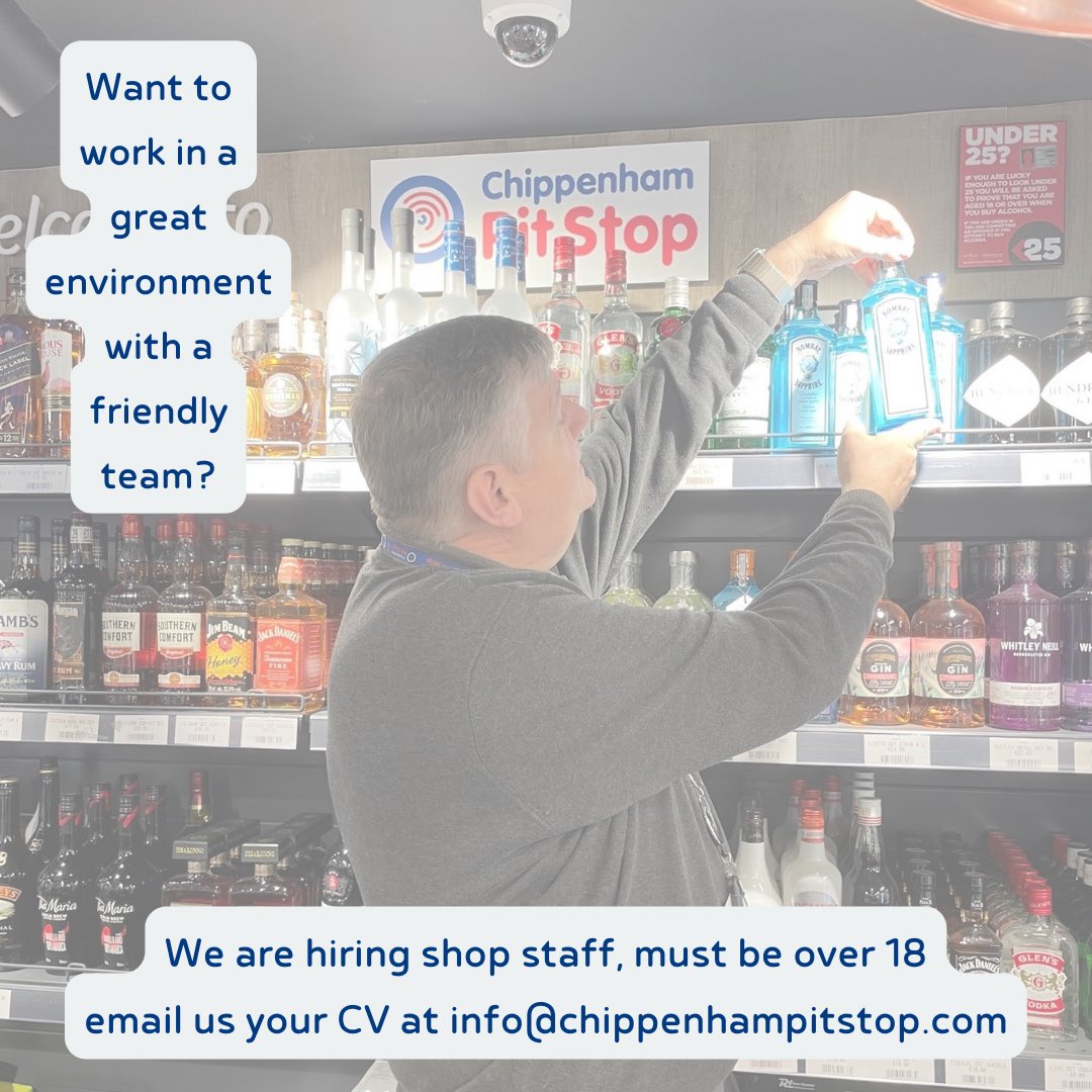 Are you over 18, based in Chippenham and and looking to work in a great environment with a friendly team? Pop in with your CV or email it to us. #chippenhamjobs #chippenham #nisalocal