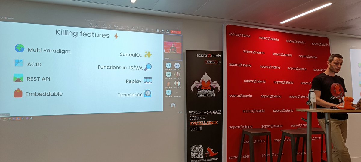 yodamad03's tweet photo. @samuelmorel talks about @SurrealDB and its impressive features @SopraSteria_fr Tech'assembly

Nice discovery 🧐 https://t.co/a8vOAezPj8