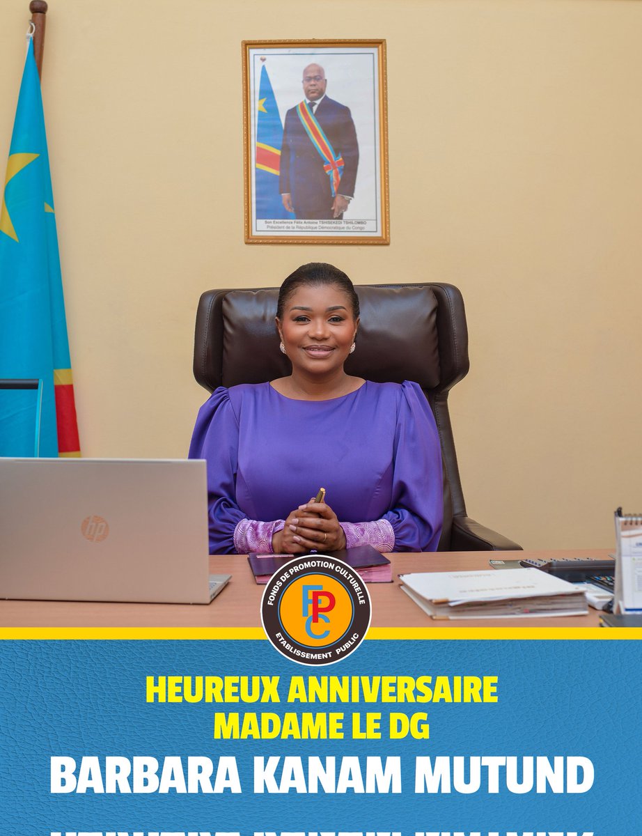 Fpculturelle's tweet photo. Les Agents et Cadres du @Fpculturelle souhaitent un joyeux anniversaire et une longue et fructueuse carrière à Madame le DG, Barbara Kanam Mutund. 
@BKafricandiva https://t.co/V7o4oZvAiJ