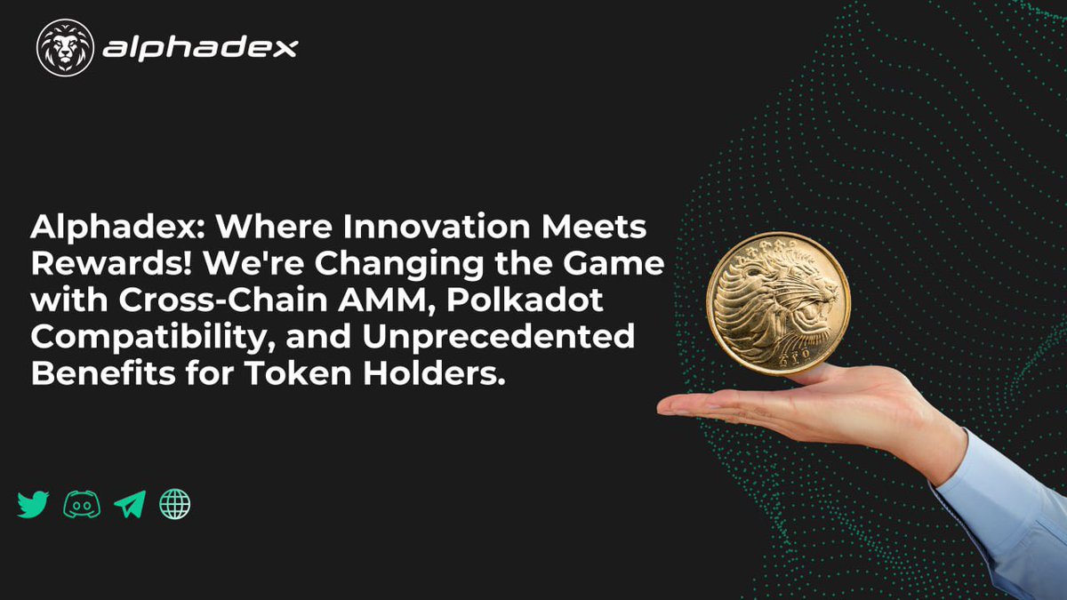 🚀 Alphadex: Where Innovation Meets Rewards!

🌐 We're not just changing the game; we're revolutionising it.

💎 With Cross-chain #AMM, #Polkadot compatibility, &amp; unprecedented benefits for token holders,we are leading the charge toward a new era of #decentralized possibilities.