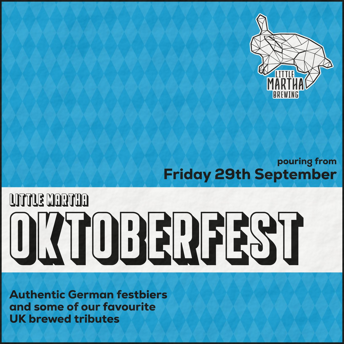 This Weekend! 

Oktoberfest hits Little Martha, and the lager starts pouring on Friday 🍻🍻

We've got a mega selection in store featuring some of our favourite German pours, UK brewed festbiers and even cask Kellerbier! Plus a surprise new version of an LMB classic... 👀