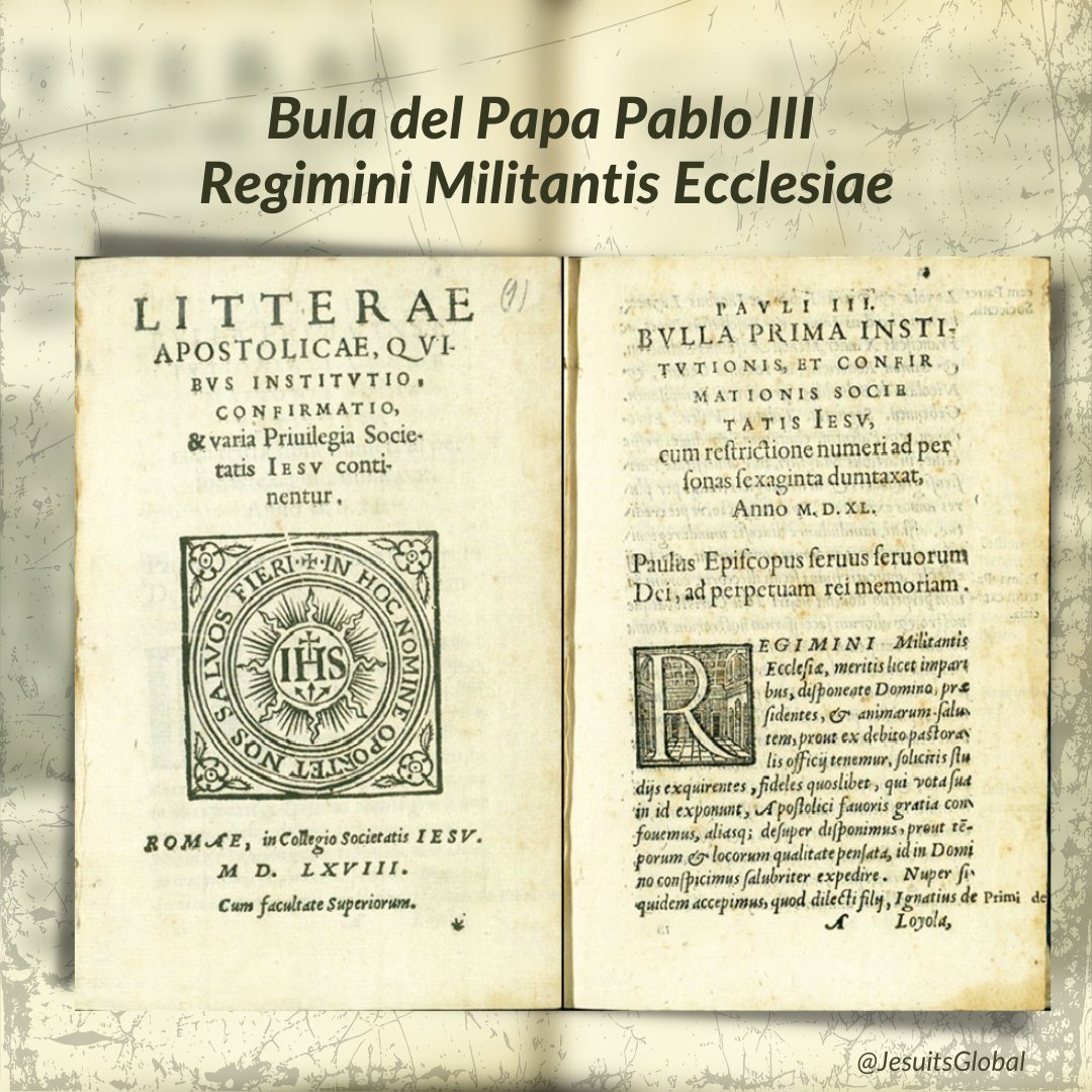 En 1538, los compañeros de París, se dieron cuenta de que su plan de ir a Tierra Santa no era posible. Optaron por ir a Roma y ofrecer sus servicios al Papa. Varios meses después, el 27 de septiembre de 1540, reconoció a la Compañía como orden religiosa.

#jesuitas #misión