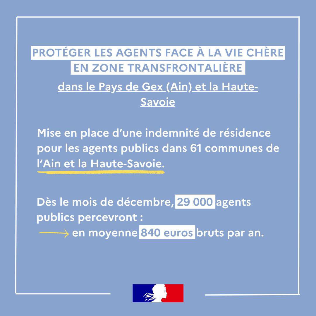 StanGuerini's tweet photo. 👉 J’annonce la mise en place d’une  indemnité de résidence pour les agents de l’Ain et la Haute-Savoie.

Pourquoi ici ? 

Car le logement y est très cher, et que ces territoires font face à une concurrence avec la Suisse. https://t.co/a9LMgcKOov