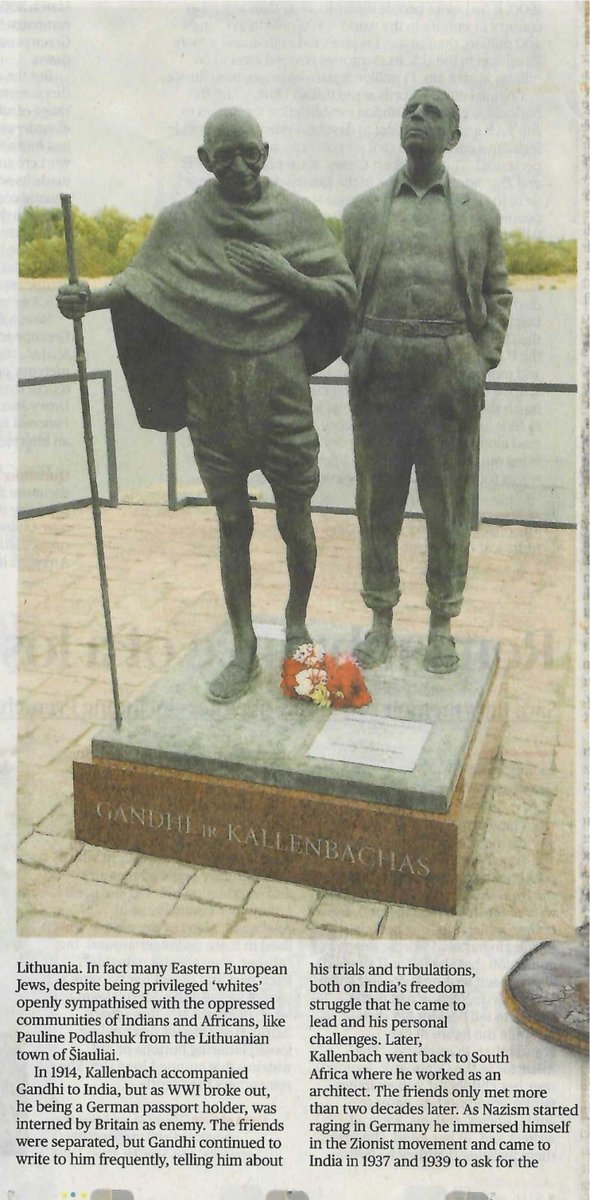 DMickeviciene's tweet photo. On #WorldTourismDay I am sharing my article in @thehindu on #Lithuanian destination which testifies to historical ties of 🇱🇹&amp;🇮🇳 people - #Rusne monument to Mahatma Gandhi and his friend and supporter Hermann Kallenbach, Litvak South African architect from Rusne @LTEmbassyDelhi https://t.co/7383whb1v4