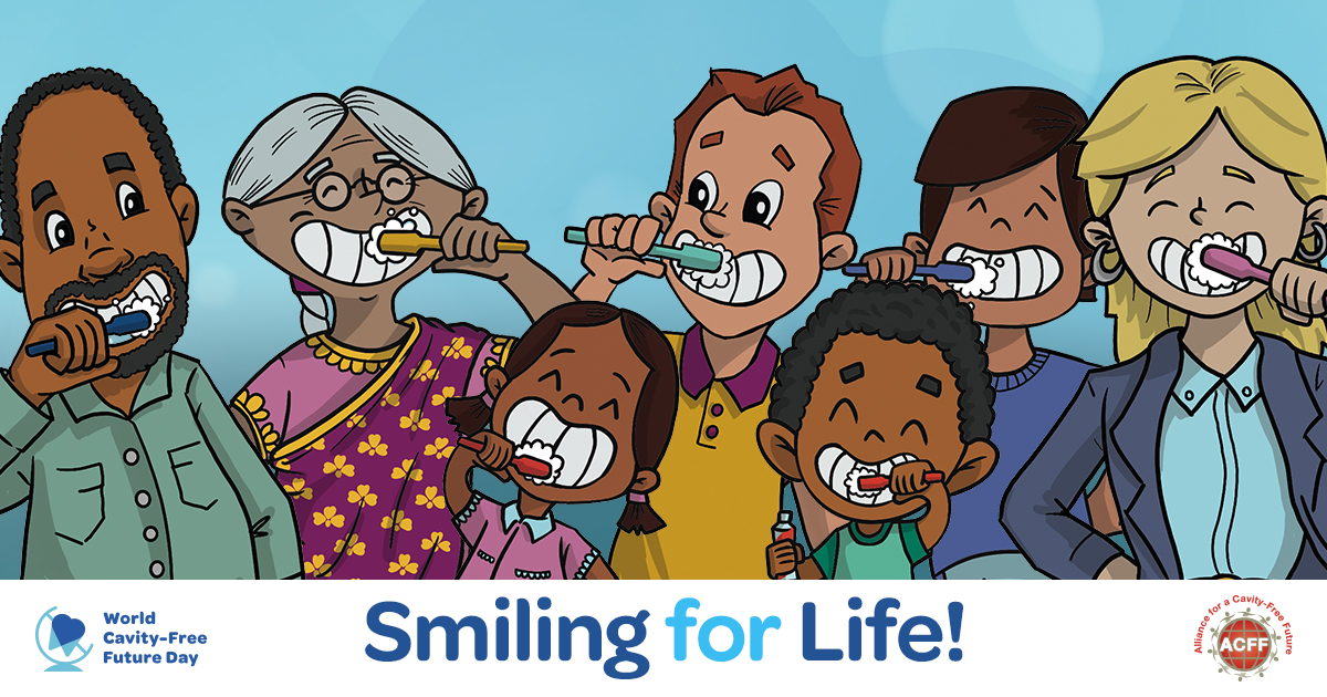 It's World Cavity-Free Future Day on the 14th October! Brush twice a day with fluoride toothpaste and keep #smilingforlife #WCFFDay #ACFFGlobal