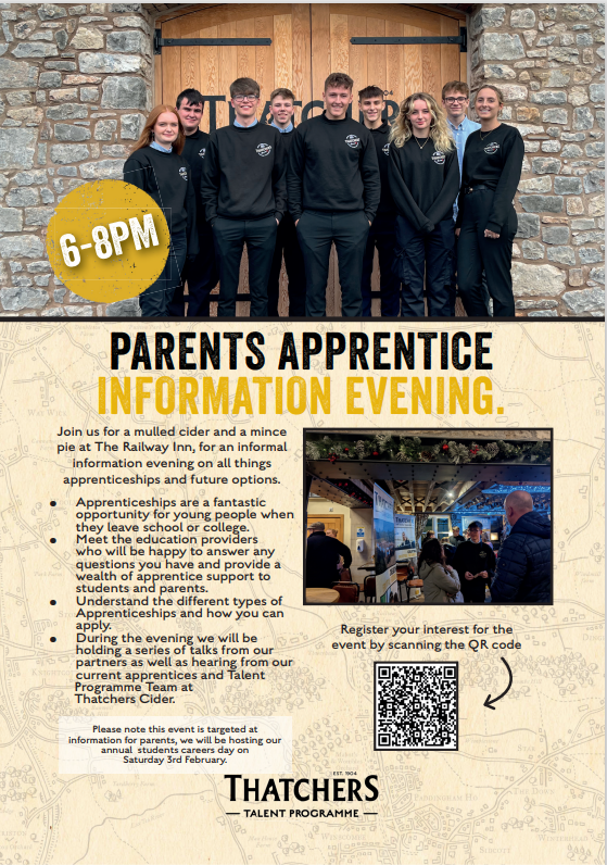 nailseaschool's tweet photo. #WorkLifeWednesday🍏🍎🍏🍎
If your child is thinking about a career, they can undertake locally, then you might want them to consider Apprenticeships at @thatchers_cider. Parents and Carers are invited to an information evening on Monday 4th December - sign up below https://t.co/3rVRSWXQyb