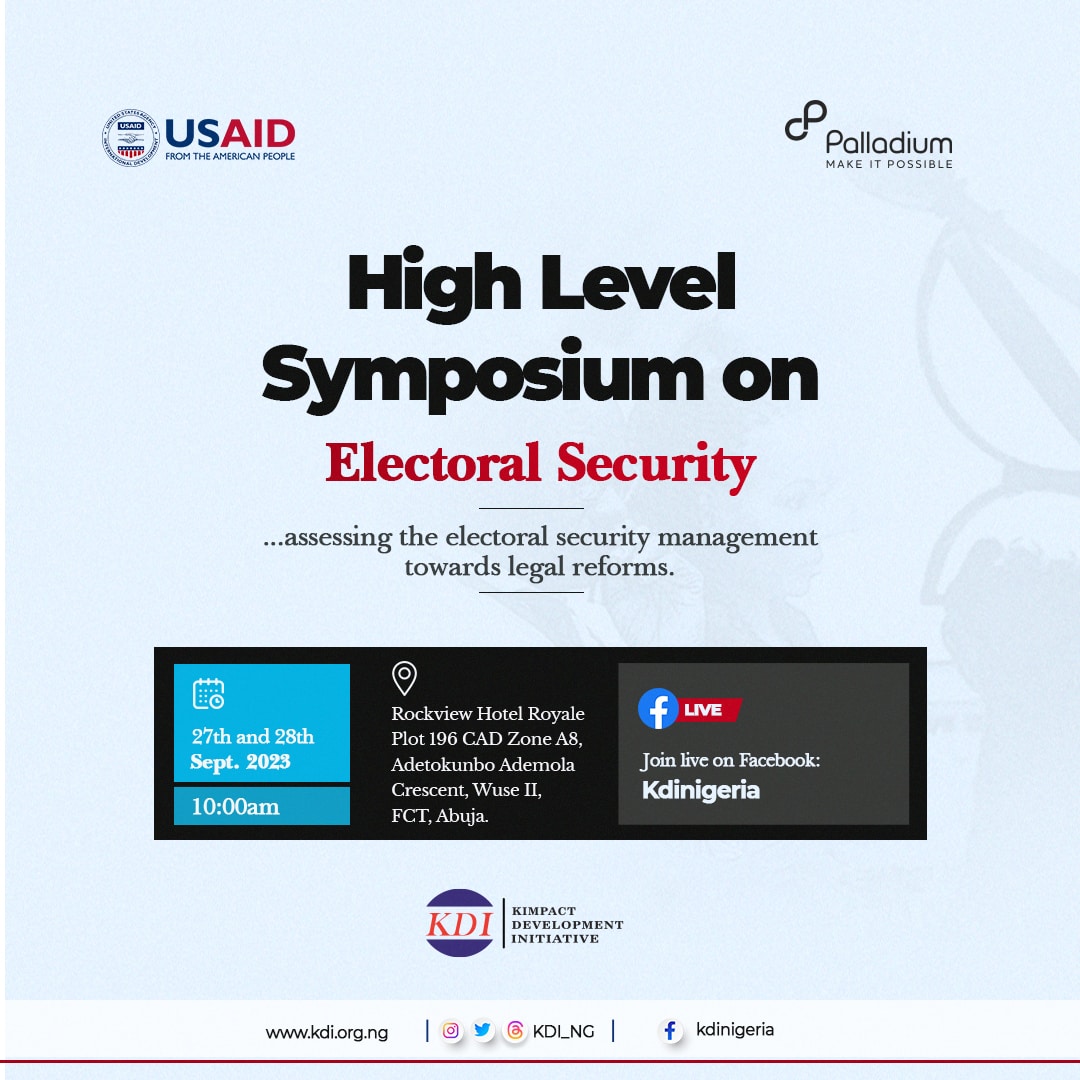 Kimpact_Global's tweet photo. Join us live on facebook (KDINigeria) at the ongoing two-day High Level Symposium on Electoral Security Management and more.
#HighLevelSymposium #ESM https://t.co/dBOzbrukEr