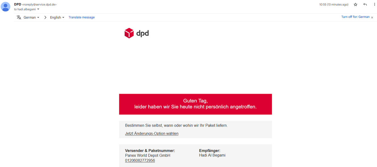 Gee_Hadi's tweet photo. @dpd_de 
Komisch, eure Kuriere können mich nie antreffen, und das, obwohl die Kollegen von DHL 20 Minuten davor Pakete bei mir abgeben. 2/2 Paketen via DPD sind nie angekommen, weil der Fahrer keinen Bock hat. Drecksladen. https://t.co/E1psdyePXq