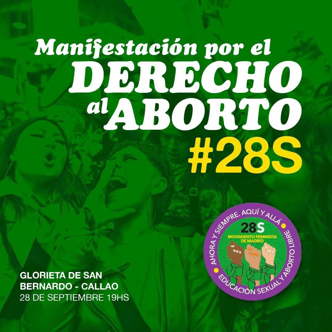 IU_Madrid's tweet photo. Mañana, #28S, Día de Acción Global por el #DerechoAlAborto participaremos en la Manifestación convocada por la @abortomadrid para exigir el derecho al aborto libre y seguro para no morir, educación sexual para decidir y anticonceptivos para prevenir.
⏰19.00 📍 San Bernardo https://t.co/SRMZja9sP9