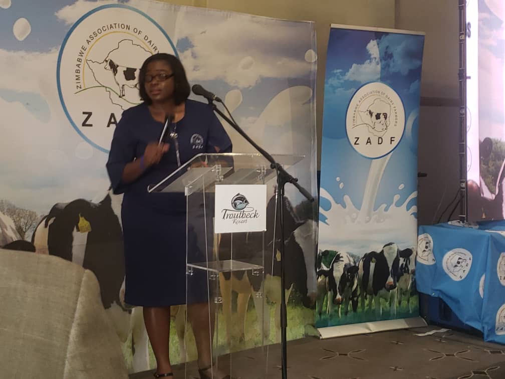 @ZADF_Official CEO Mrs @PaidamoyoChado1, MC of the AGM getting with the proceedings at the ZADF AGM in, Nyanga. The Minister of State Mr Mugadza , Minister of Agric Hon Masuka , Government officials and invited guests all present and following the discussions of the day.