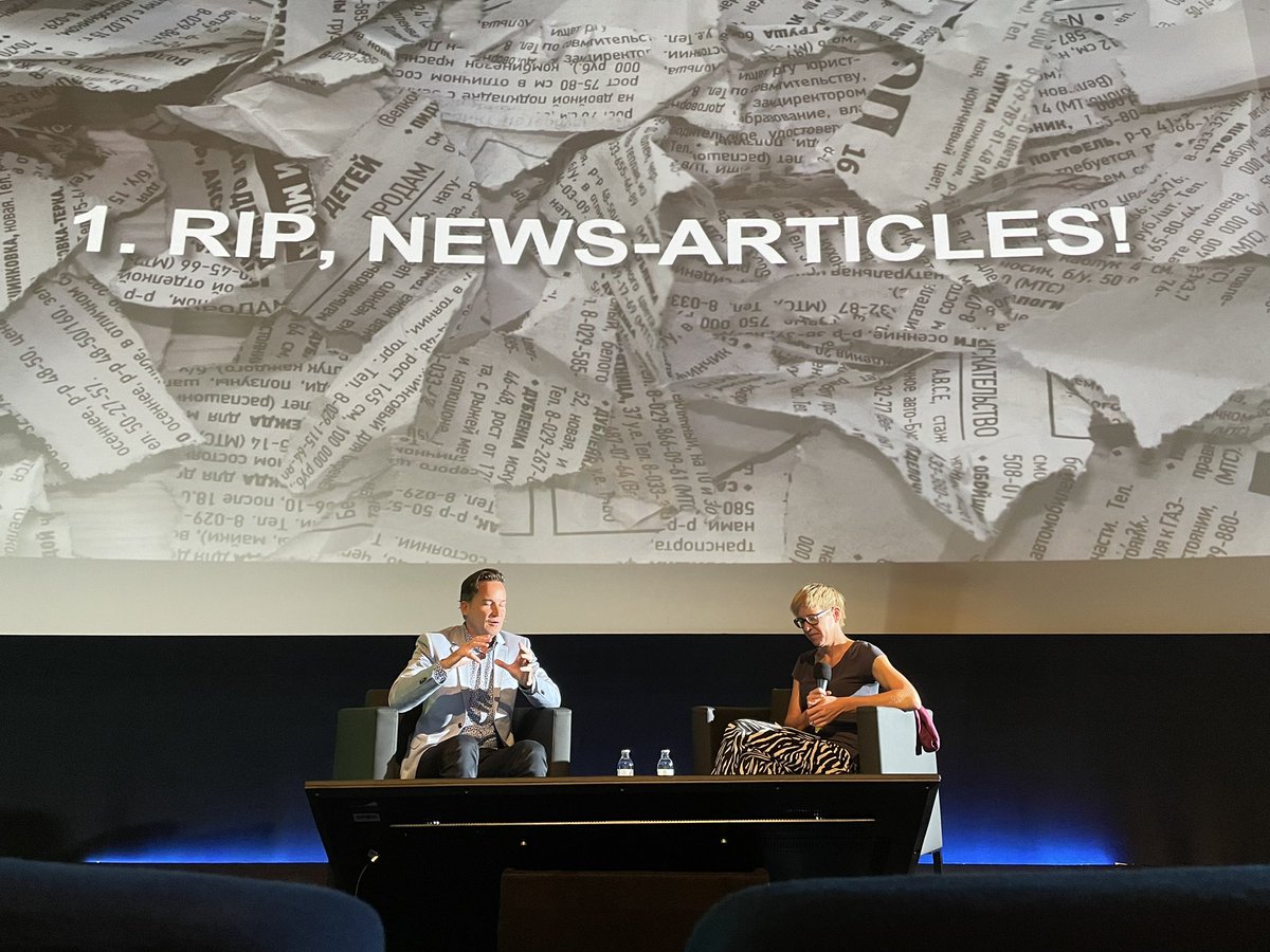 MIZBabelsberg's tweet photo. „The changes in journalism in the next 10 years will be much deeper than in the last 100 years.“ @gutjahr talking about the future of #journalism in the age of #AI with @evawolfangel as part of our program at #MTHCON23 @MediaTech_Hub https://t.co/hUbFQuZDxM