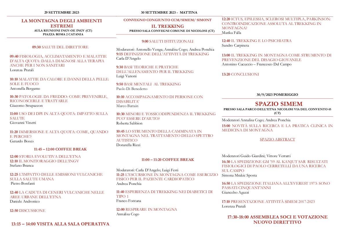 INGV_press's tweet photo. Il 29 settembre presso l’#OsservatorioEtneo #INGV si terrà la sessione “La #montagna degli #ambientiestremi” nell’ambito del #Convegno Nazionale della Società Italiana di Medicina di Montagna (#SIMeM).
𝗧𝘂𝘁𝘁𝗲 𝗹𝗲 𝗶𝗻𝗳𝗼 ⟫ https://t.co/YbI5FEW4nV
@ingv_president https://t.co/1uCOzHWcRv