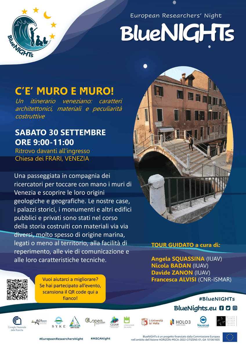 CNR-ISMAR (@cnrismar) on Twitter photo Per la Notte Europea delle Ricercatrici e dei Ricercatori si terrà un Tour Guidato a cura di Squassina, Badan, Zanon (<a href="/iuav/">Università Iuav di Venezia</a>) e Alvisi (CNR-ISMAR).
🏦Una passeggiata in compagnia dei ricercatori per toccare con mano i muri di Venezia! ismar.cnr.it/eventi/ce-muro… Per la Notte Europea delle Ricercatrici e dei Ricercatori si terrà un Tour Guidato a cura di Squassina, Badan, Zanon (<a href="/iuav/">Università Iuav di Venezia</a>) e Alvisi (CNR-ISMAR).
🏦Una passeggiata in compagnia dei ricercatori per toccare con mano i muri di Venezia! ismar.cnr.it/eventi/ce-muro…