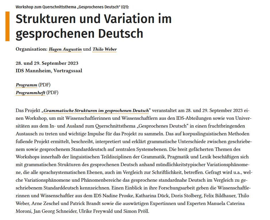 IDS_Mannheim's tweet photo. Für Kurzentschlossene: Morgen &amp; übermorgen (28./29.9.) findet am IDS ein #Workshop zum Thema „Gesprochenes Deutsch" mit Titel "Strukturen und  Variation im gesprochenen Deutsch" statt. Keine Anmeldung nötig! Zum Programm &amp; weiteren Infos: https://t.co/gHe4pCeFkG https://t.co/k68GuATH2H