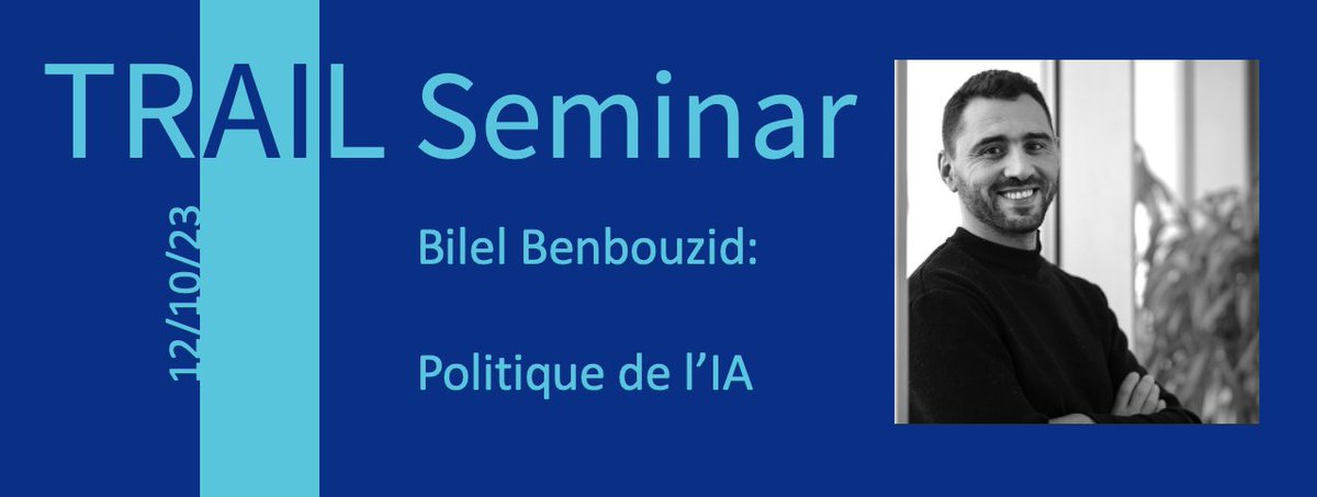 trail_lab's tweet photo. Save the date for the next TRAIL seminar! 📅
On Oct. 12th, Bilel Benbouzid will present his work (in French) on AI policy. Information and registration: https://t.co/9fpEQNi02b
Attendance is possible both on-site and online, pending registration.
#XAI #ResponsibleAI #AIpolicy https://t.co/40vGAHFGce