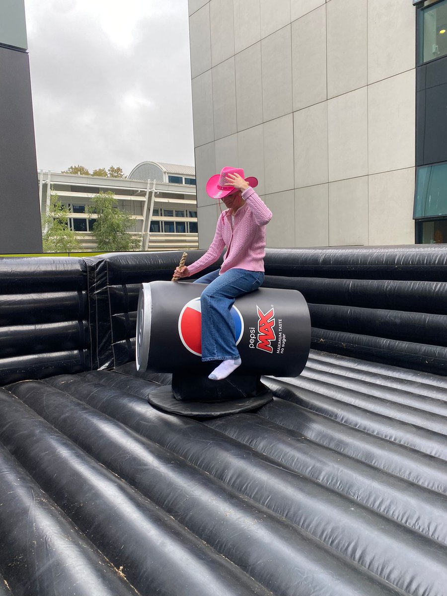We meticulously test every experience we take live for our client, big or small.  And well someone had to make sure the @pepsimaxuk student bucking bronco was ready for the Freshers, and that someone just happened to have a pink cowboy hat with them. #beprepared