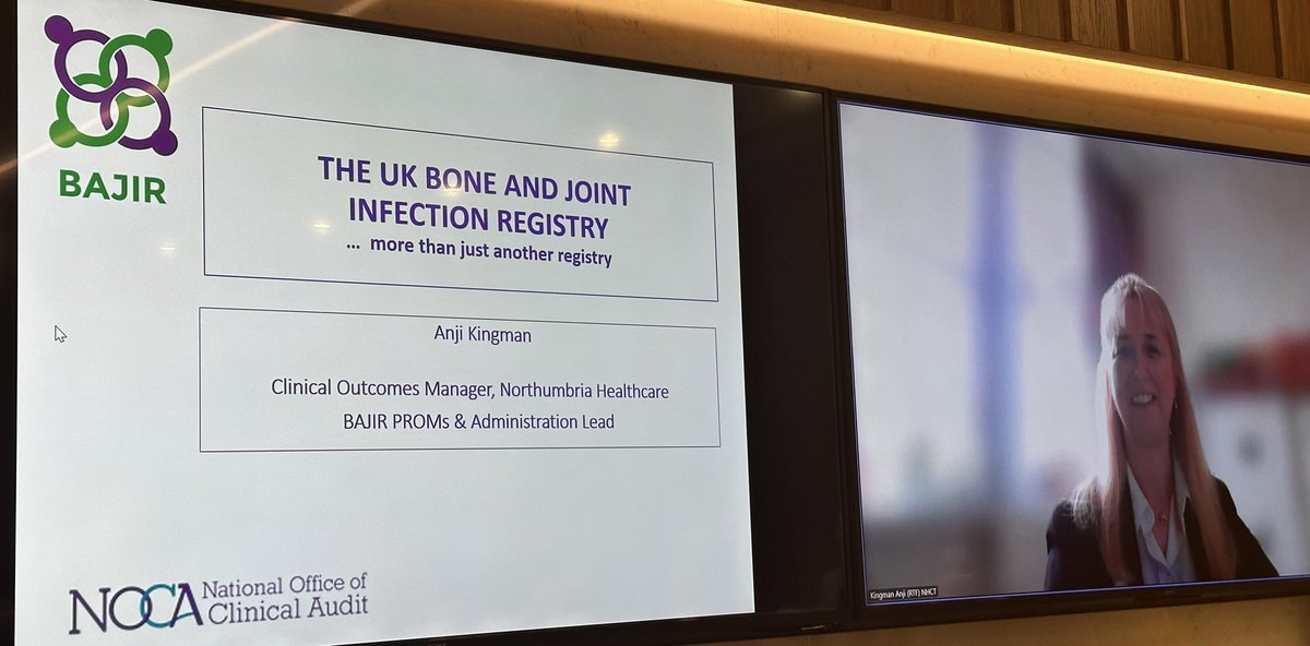 Anji Kingman is Clinical Outcomes Manager @NorthumbriaOrth and is speaking now about periprosthetic infection. @BAJIR_UK aims to improve our understanding of infections after joint replacements and there are over 1100 cases currently on the register #INOR2023