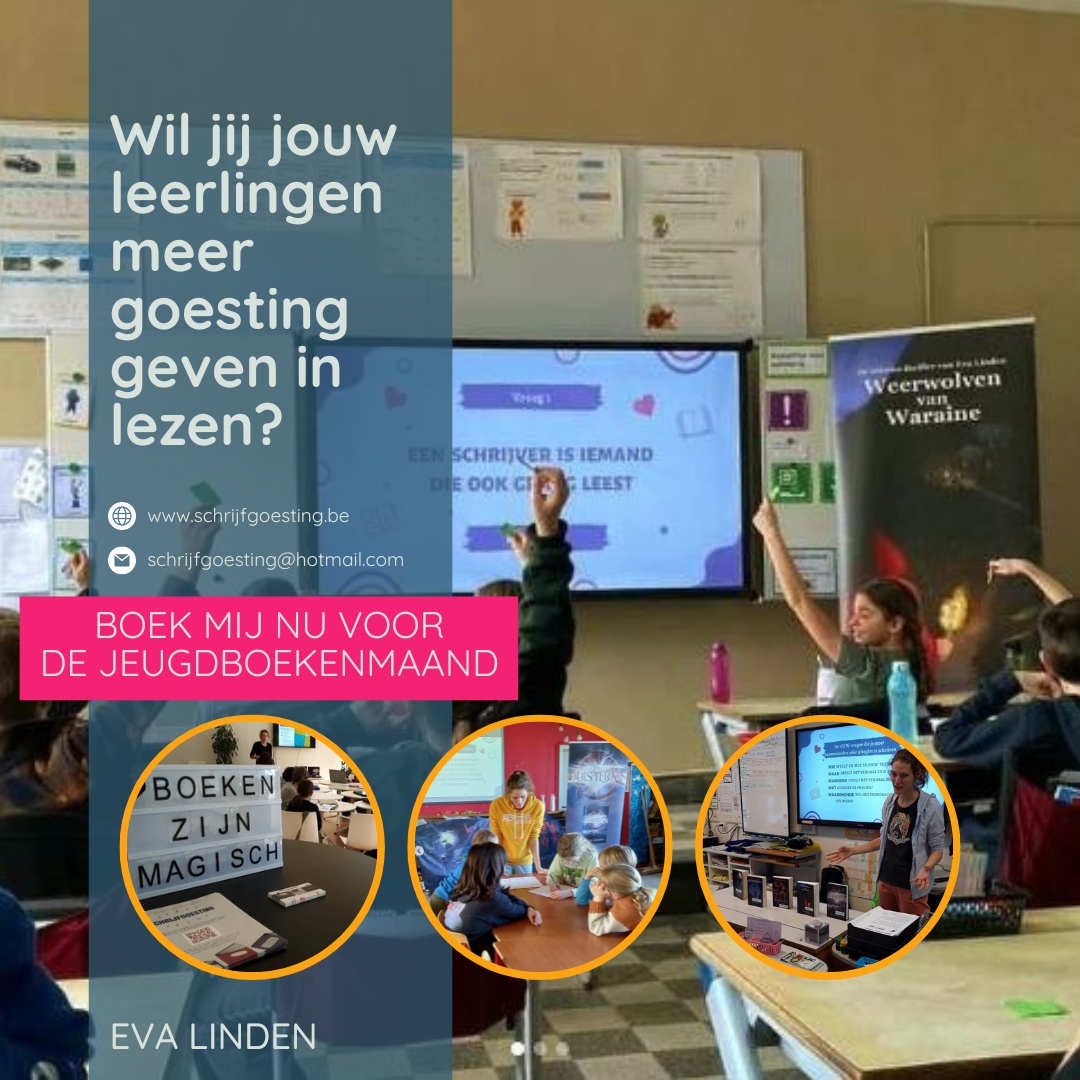 schrijfgoesting's tweet photo. Boek mij nu voor een #schrijfworkshop tijdens de #jeugdboekenmaand 🥰 https://t.co/KXSsZUsreC https://t.co/BoKvPJd5pC