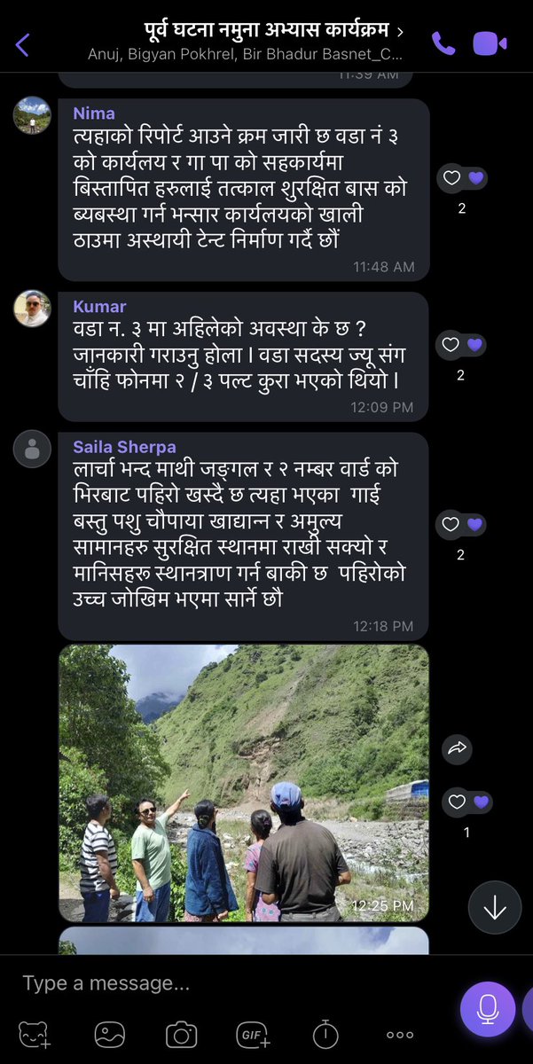 PINinNepal's tweet photo. #FbAinLandslides require local observation & monitoring by at-risk communities as well as forecast information.
Simulation scenario #Day 2 involves at-risk communities reporting incidents via a viber group in Bhotekoshi.
#LinkingForecastWithCommunity, #Groundtruthing https://t.co/vszSxvIfDz