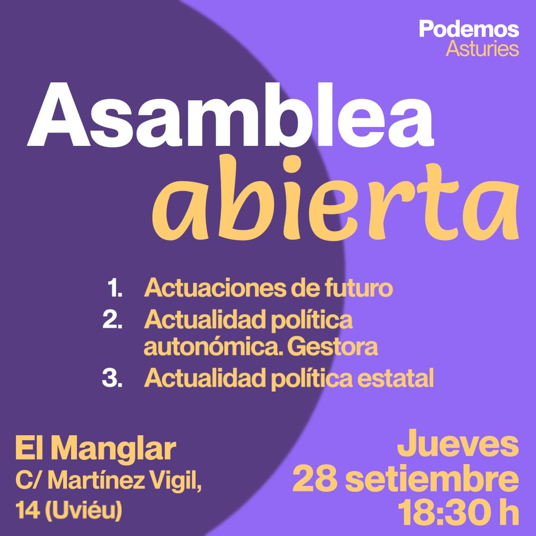 Vémonos mañana compañeres. Fainos falta falar pa siguir  cola construcción d'una Asturies meyor pa toes
Nos vemos mañana compañeras, nos hace falta hablar para seguir con la construcción de una Asturies mejor para todas
