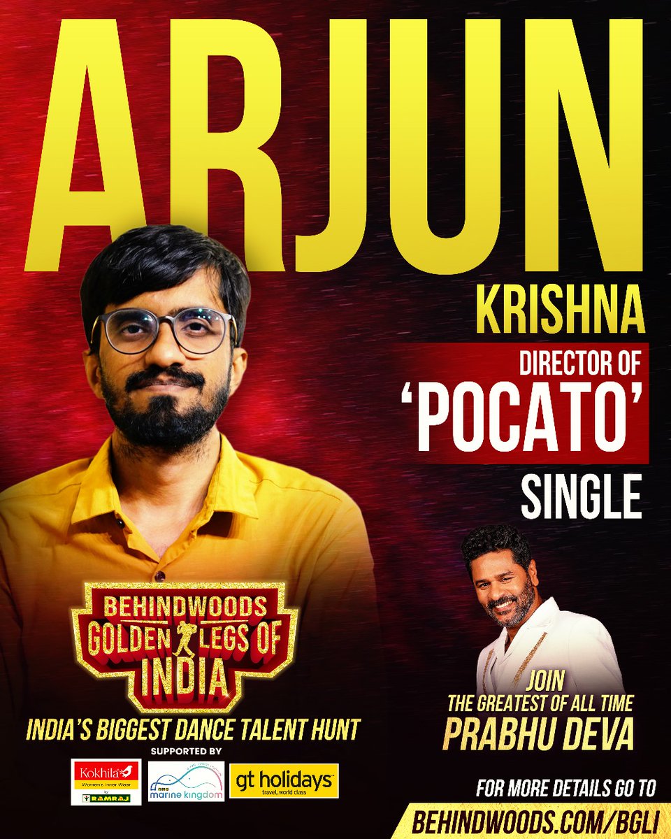 behindwoods's tweet photo. Director Of POCATO Official Single Video #ArjunKrishna 🤩🔥
Get Groovy With #Pocato
🔗https://t.co/DORGVbnGQW
Join The Greatest Of All Time #Prabhudeva At The Behindwoods Golden Legs of India🔥
Register now: https://t.co/AJA1sYGftp
@PDdancing https://t.co/eUTLilM5YR