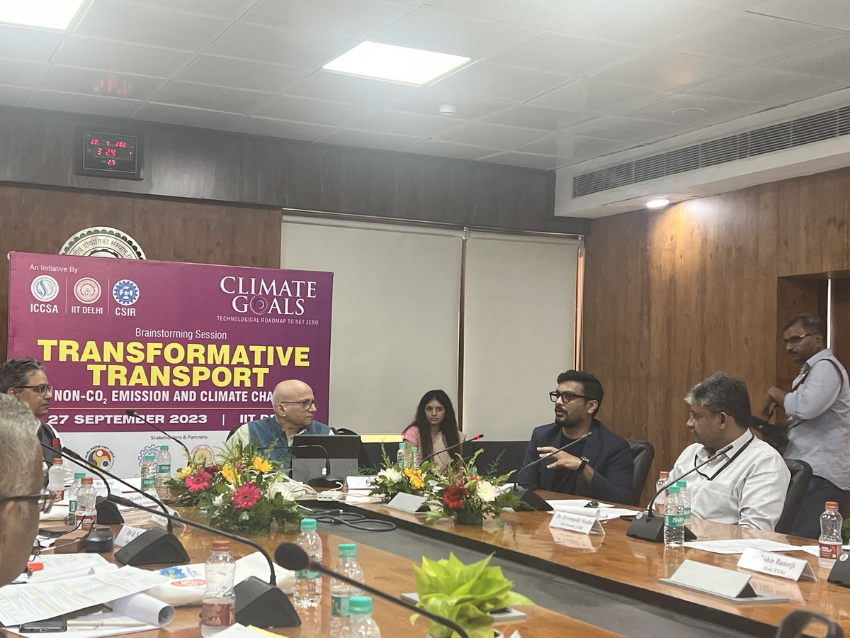 IccsaFoundation's tweet photo. During the panel 2 discussion on #TransformativeTransport hosted by ICCSA Foundation @iccsaf with @CSIR_IND @iitdelhi , panelist Dr Errampali @CSIRCRRI and Mr Amegh Gopinath @giz_gmbh spoke about the non-CO2 emissions in India's transport sector #ClimateGoals https://t.co/IIp8EevDhd