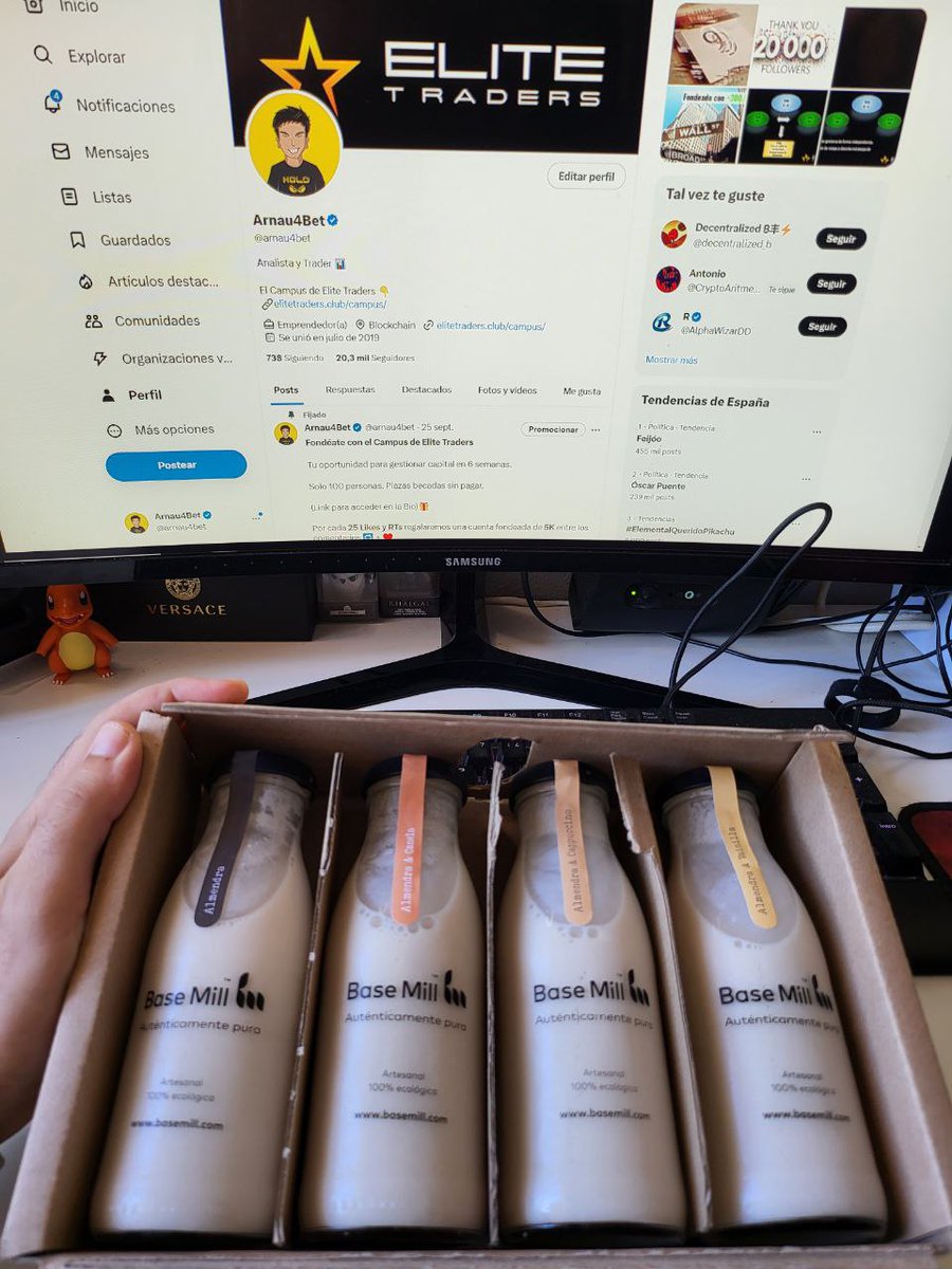 arnaupinto_'s tweet photo. Con las entrevistas del Campus de Fondeo de Elite Traders estoy conociendo seguidores muy TOP

-Empresarios de todo tipo

-Doctorados con puestos en multinacionales

-Profesores, policías, pilotos etc...

Uno de ellos me ha mandado unas bebidas a casa, de su empresa Base Mill 🤝