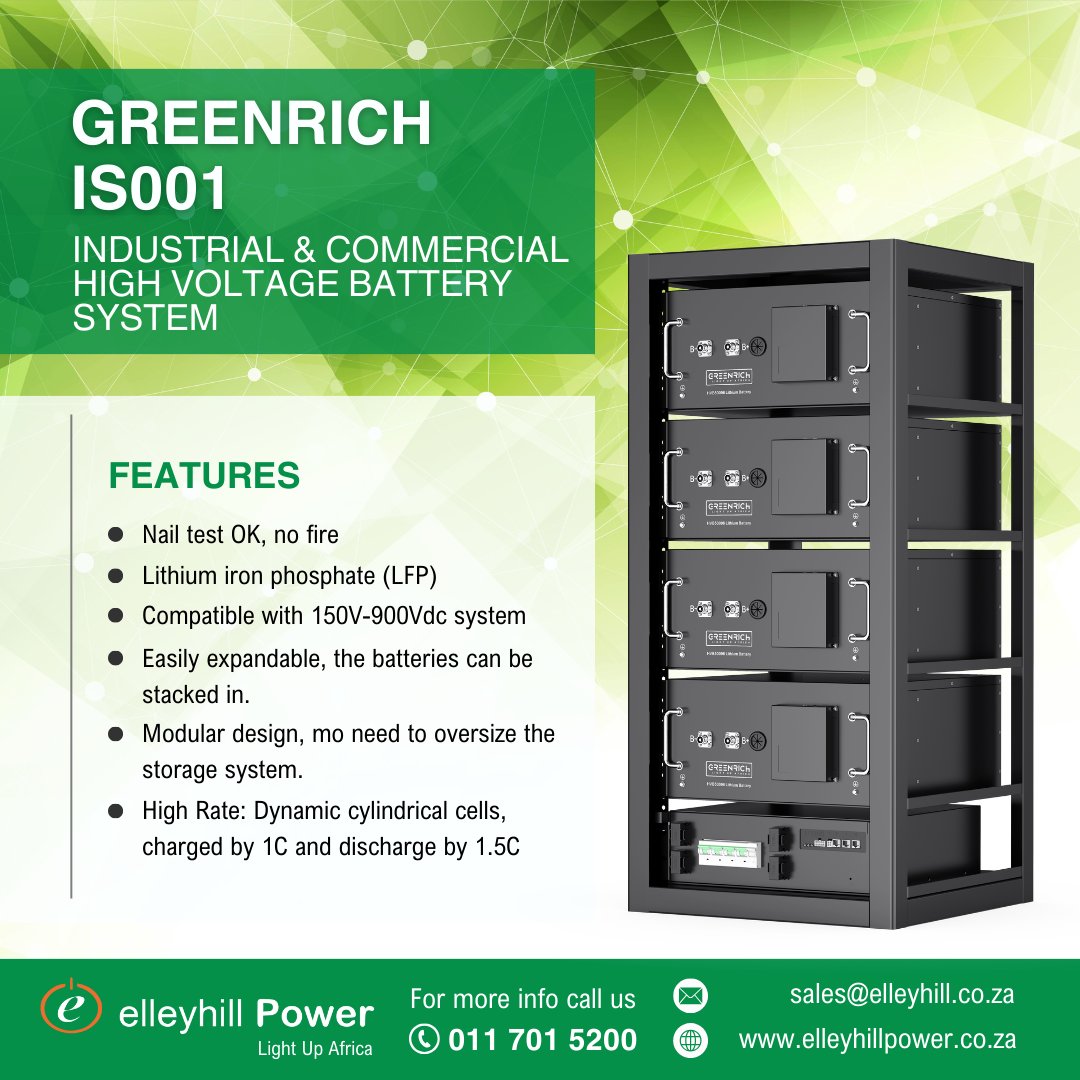 Discover the Lifesaving Features of Greenrich IS001 Industrial and Commercial High Voltage Battery System!​

#elleyhillpower #greenrich #greenrichbatteries #greenrichinverter #lightupAfrica #powersolutions #residentialpower #commercialpower #industrialpower  #highvoltagebattery
