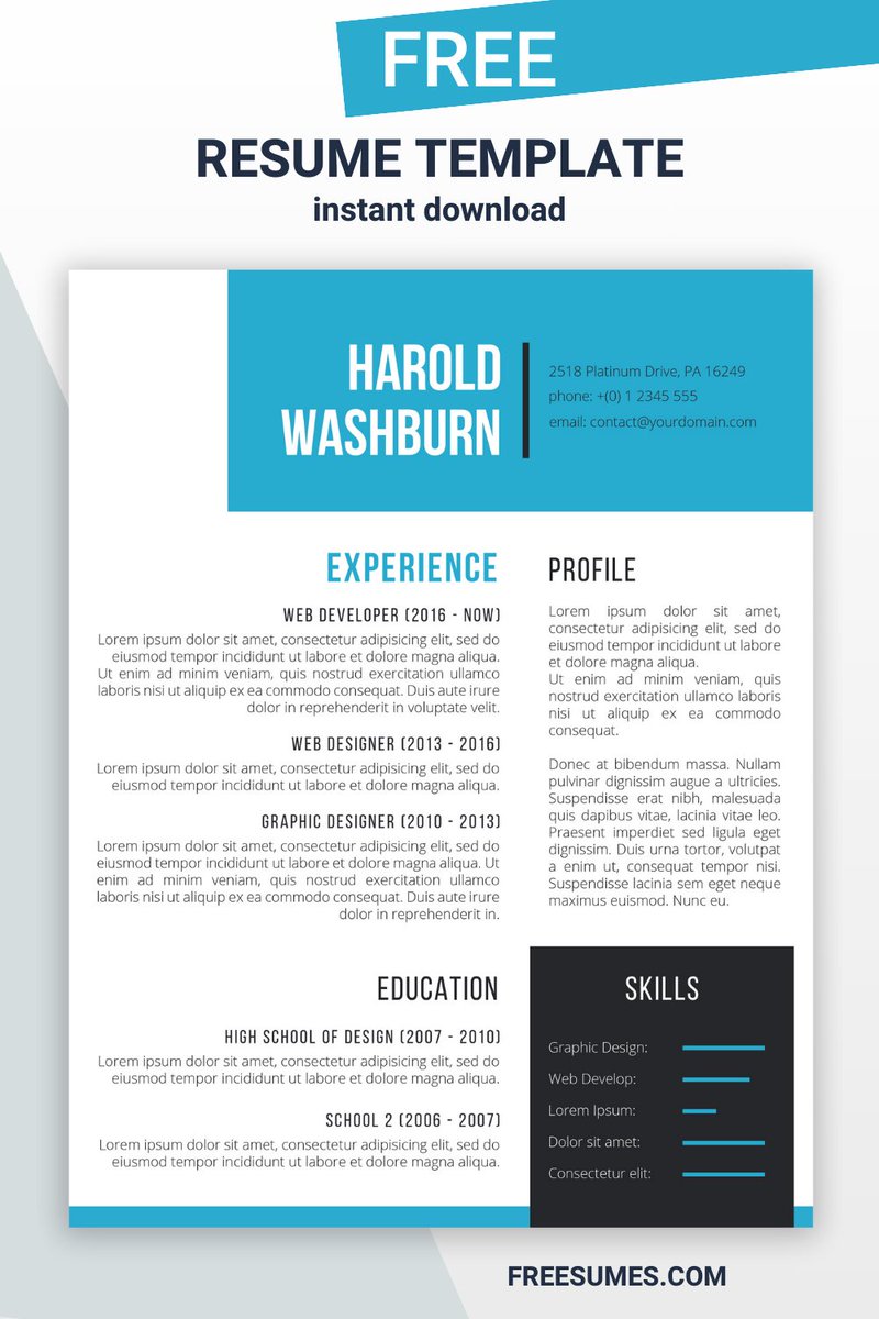 Free creative resume template. Download now here:
freesumes.com/the-visionaire…