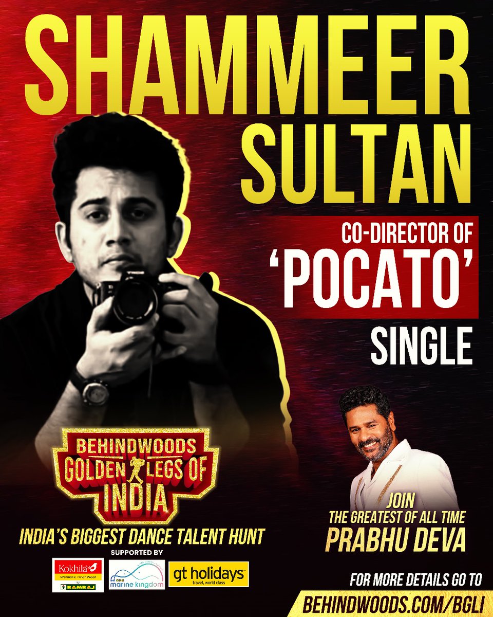 behindwoods's tweet photo. Co - Director Of POCATO Official Single Video #ShammeerSulthan 🤩🔥
Get Groovy With #Pocato
🔗https://t.co/DORGVbnGQW
Join The Greatest Of All Time #PrabhuDeva At The Behindwoods Golden Legs of India🔥
Register now: https://t.co/AJA1sYGftp
@PDdancing https://t.co/ECuwFF0qOR