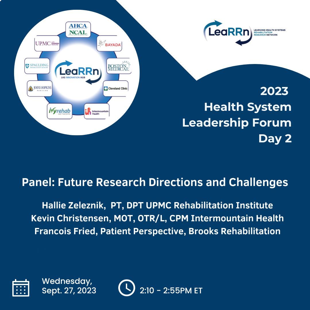 Join us on Health System Leadership Forum on Wed. Sept. 27th 12:30PM - 3:00PM ET for a panel on applications of decision-support tools featuring speakers from Spaulding Rehabilitation Network, Brooks Rehabilitation and VA Puget Sound Health Care System. buff.ly/3Yc1QRa