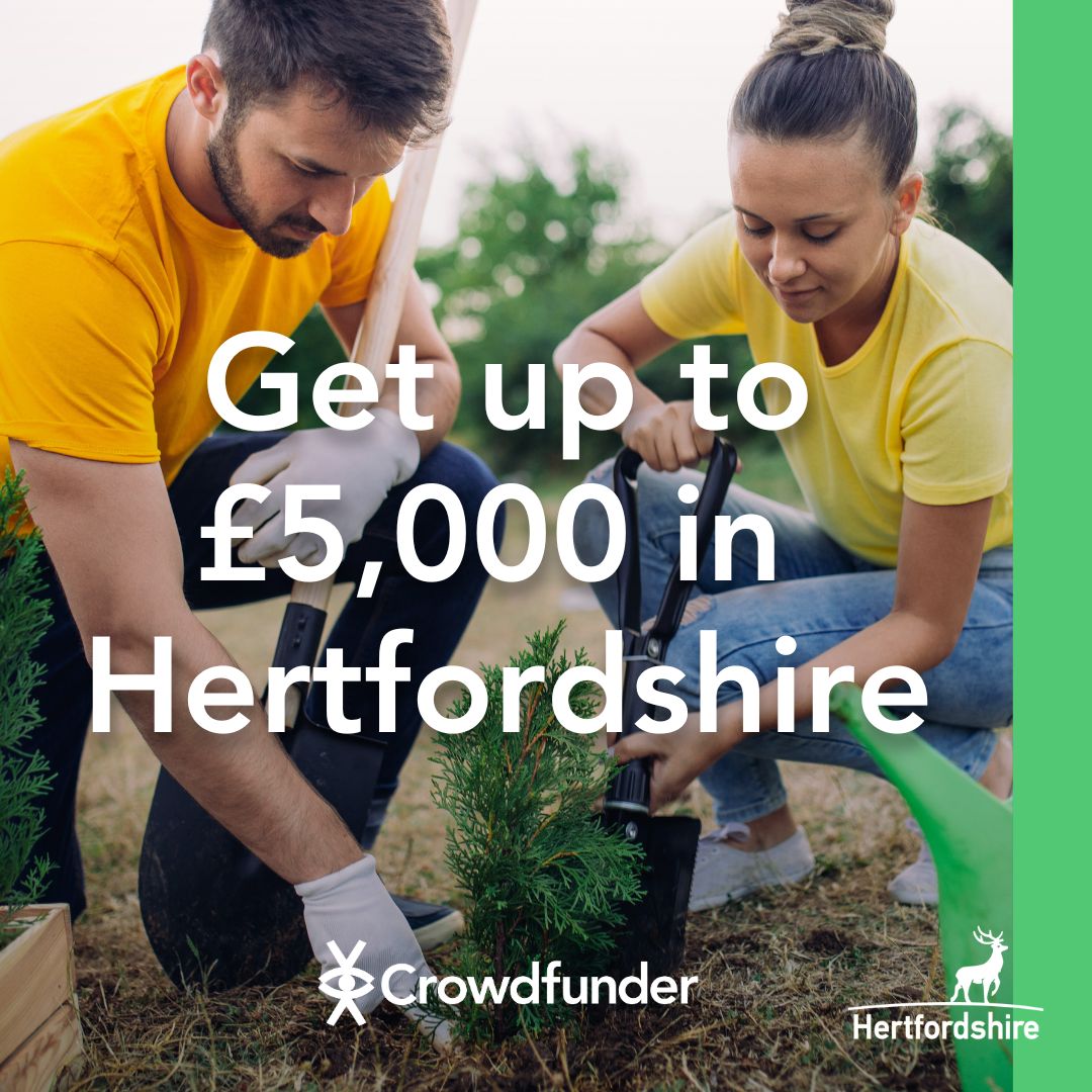 hertscc's tweet photo. Do you need extra funding for your sustainable project? We are providing up to £5,000 in additional match funding for sustainable community projects in Hertfordshire. Find out more and access extra funding at https://t.co/VqlLtbQcp3 https://t.co/l1TxYMLhFT