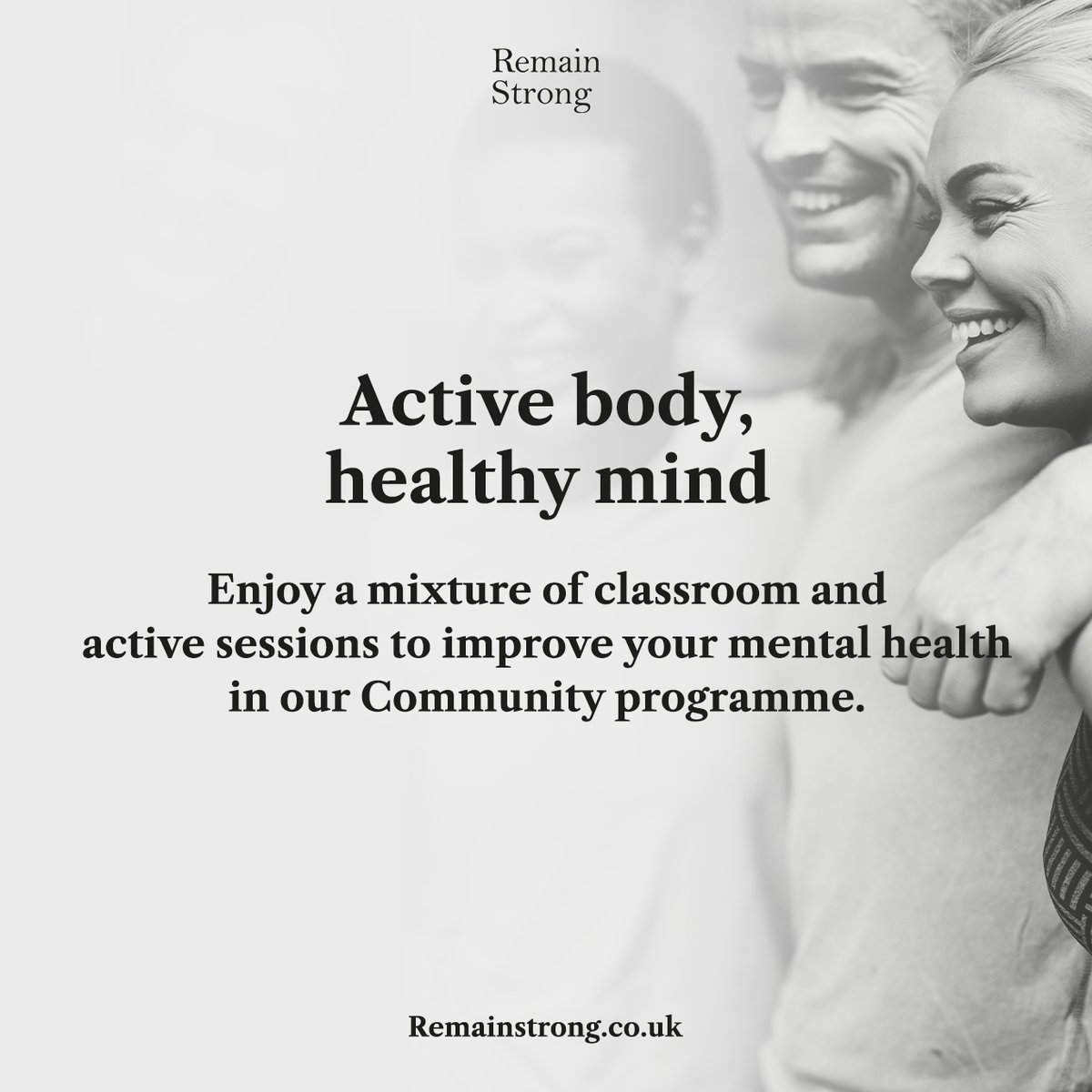 remainstronguk's tweet photo. Many studies show that exercise has a profound positive impact on mental health and emotional wellbeing. 

That’s why in our Community programme we host a mixture of classroom and active sessions built for all levels of fitness. 🏃‍♂️

➡️ Find out more here: https://t.co/LR4NZby9Q3 https://t.co/mcZj3axoty