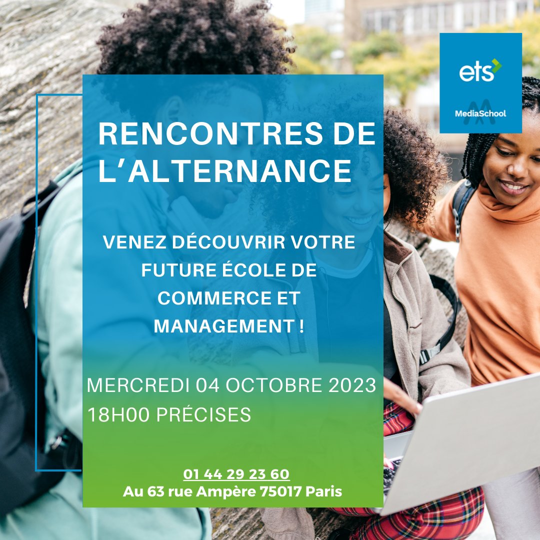 🌟 📢 Tu es à la recherche d'une alternance pour la rentrée d’octobre 23 ?🎓

🗓️ le mercredi 04 octobre à 18h00 précises, nous t'invitons chaleureusement à notre rencontre dédiée à l'alternance.

#AlternanceETS #Rentrée2023 #FormationProfessionnelle #Opportunité #AvenirPrometteur