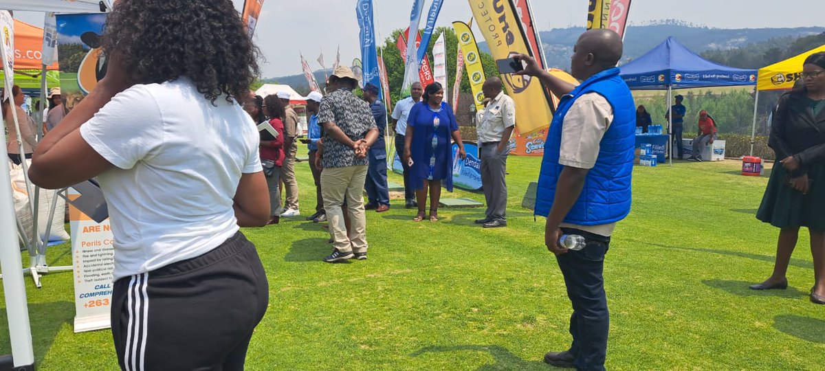 Minister of @MoLAFWRD_Zim Hon. AJ Masuka touring exhibition stands at the @ZADF_Official Annual General Meeting in Nyanga