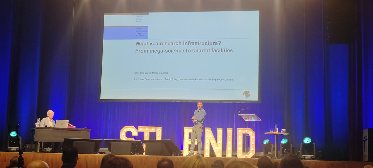 Benedetto Lepori presenting his work with @CavallaroMarco1 on the policy of research infrastructures | @risis_eu @eter_eu @sti2023 #STI2023