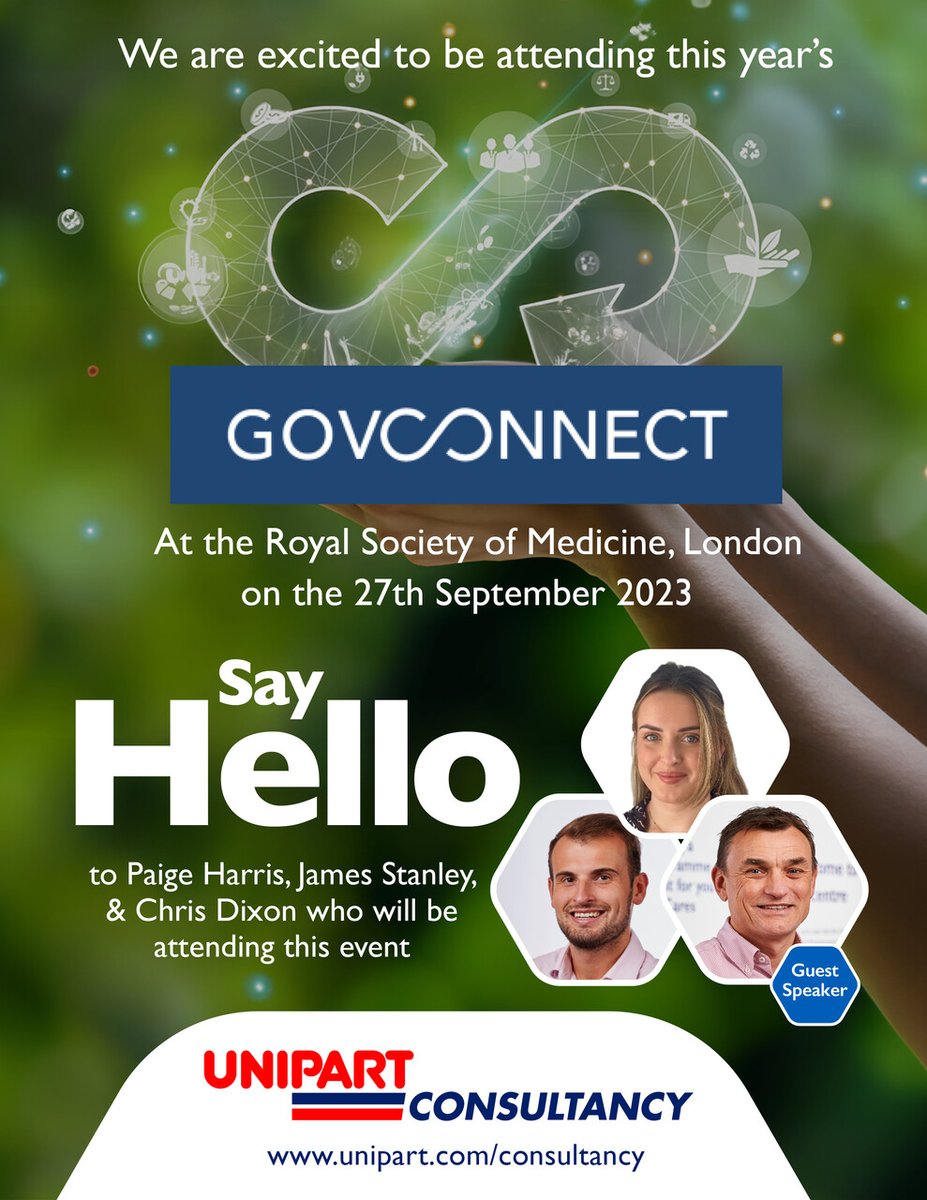 UnipartConsults's tweet photo. @Govconnect @SmithNephewPLC Join us today at the Royal Society of Medicine in London for the @GovConnect event where Chris Dixon, our @UnipartConsultancy Director, will feature as a guest speaker!
#UnipartConsultancy #GovConnect #Sustainability #Healthcare #NetZeroNHS https://t.co/u95ueNxCp0