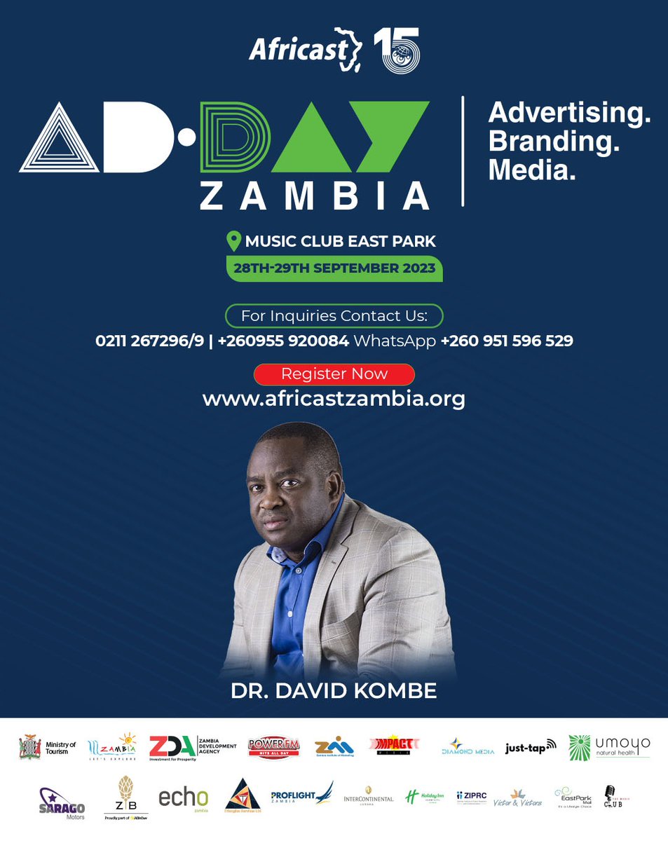 Our Chairman and CEO, Dr. David Kombe, is set to take the stage at AD-day Zambia! Don't miss this opportunity to hear his expert perspective and learn how his visionary leadership is changing the game in marketing. Save the date and get ready to be inspired!