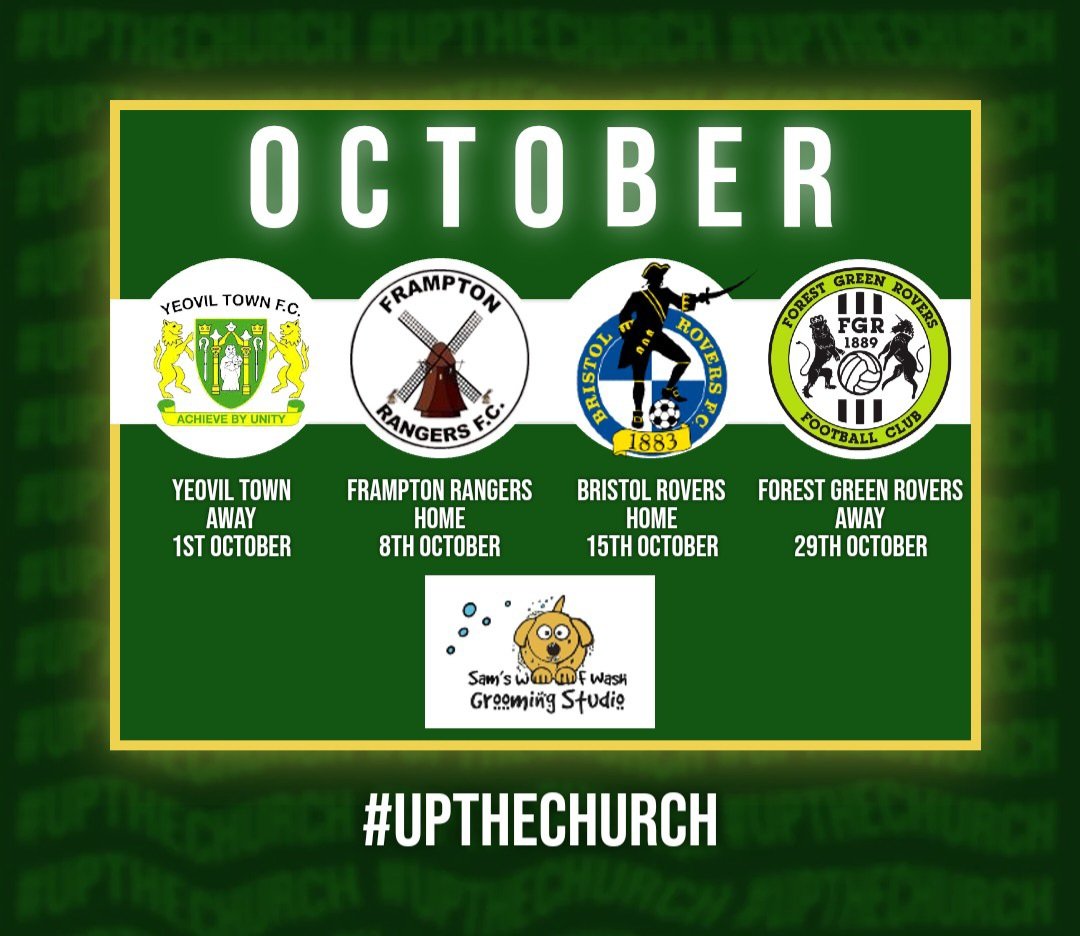 YateTownWomen's tweet photo. ⚽ UPCOMING FIXTURES ⚽

🆚 @YTWomenFC (A) 1st Oct
🆚 @FcFrampton (H) 8th Oct
🆚 @GasGirlsWFC (H) 15th Oct
🆚 @FGRFC_Women (A) 29th Oct

Big thanks to our home matchday sponsor Sam's Woof Wash Grooming Studio 🤝🏻

We have some HUGE fixtures - come and show your support 💚

#UTC https://t.co/rHWKP5BkCw