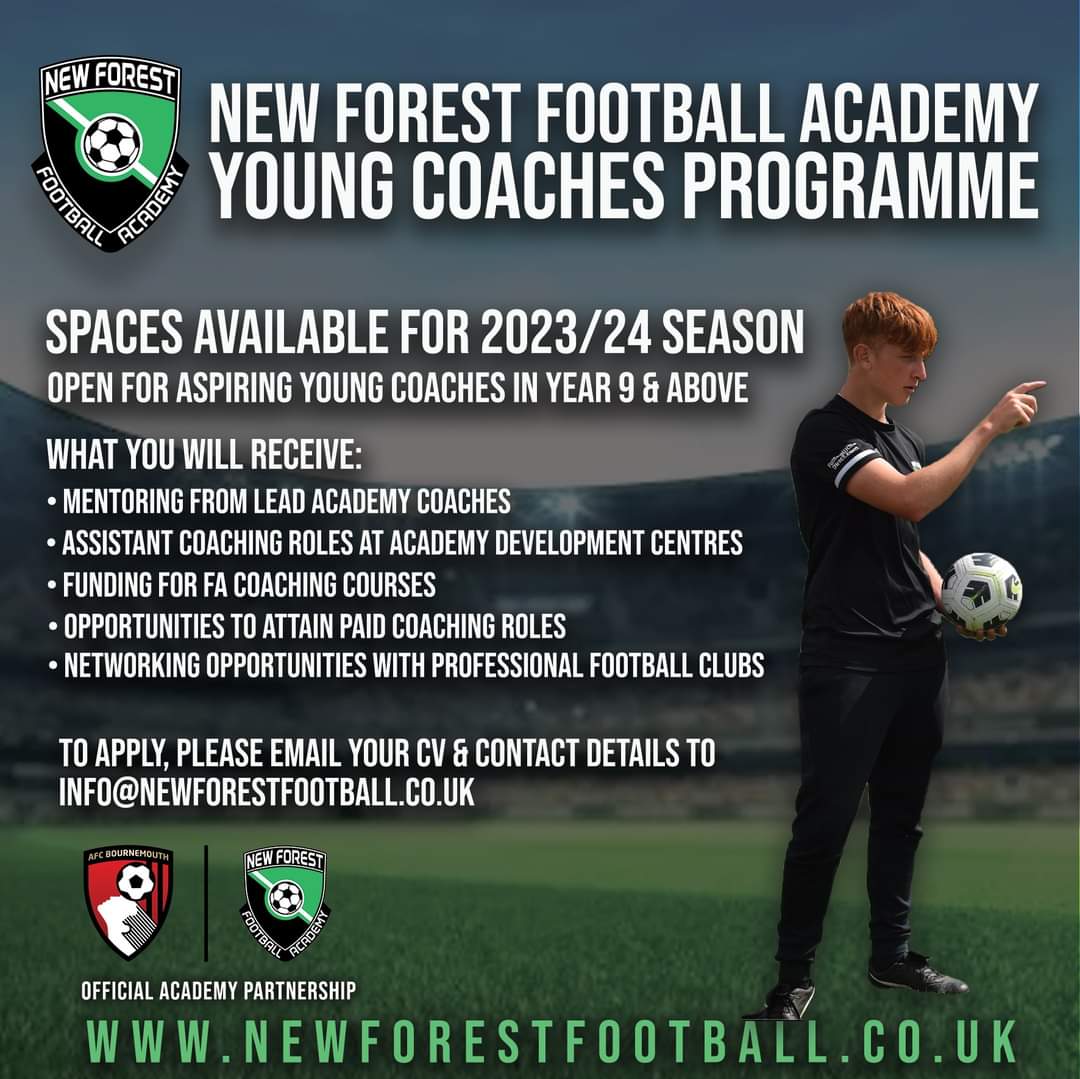 ⚽️ YOUNG COACHES PROGRAMME - 2023/24 SEASON 👥

We have spaces available for our Young Coaches Programme for this current season. If you are in Year 9 or above, with ambitions to start your footballing journey within the Professional Football/Sport Industry, please get in touch!