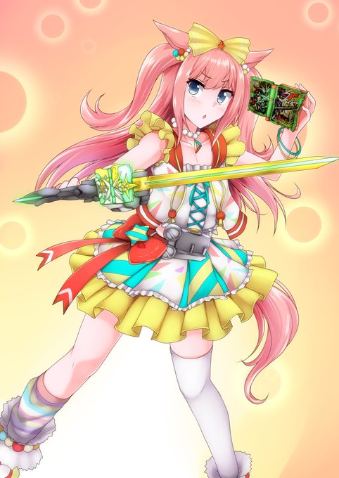 ウマ娘✕仮面ライダー描いてて思ったけどデジたんにはなんの変身ベルトが似合うかな。以前の依頼で光剛剣最光のデジたん描いたことあるけど。 